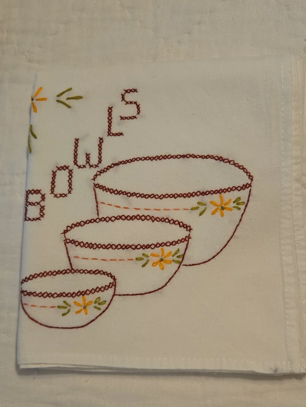 Vintage Embroidered Cotton Tea Dish Cloths Lot Of 6 Large 32 x 34.5 Inches